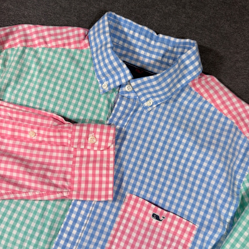 Vineyard Vines Tucker Shirt Mens L Multicolor Gingham Check Button Down Preppy